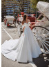 White Satin Royal Wedding Dress With Chapel Train